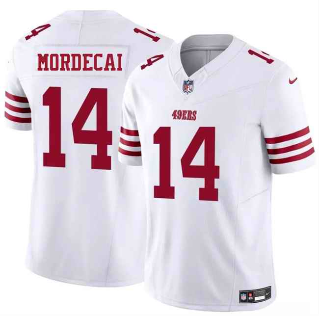 Men's San Francisco 49ers #14 Tanner Mordecai White 2025 F.U.S.E. Vapor Untouchable Limited Stitched Football Jersey